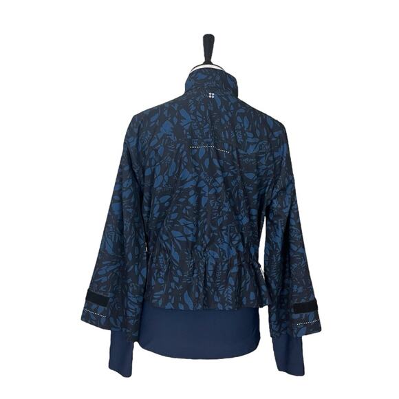 Sweaty Betty Fast Track Running Jacket Blue Leaf Scatter Print Women Size Small - Picture 7 of 14